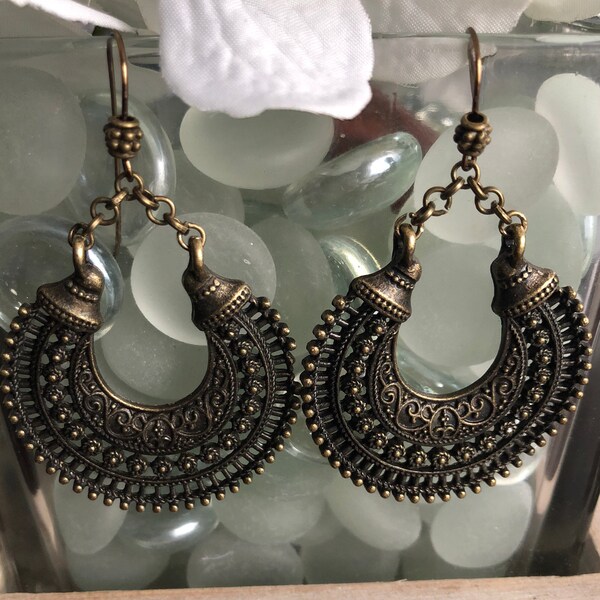 DBC: Antiqued Bronzed Finish Earrings