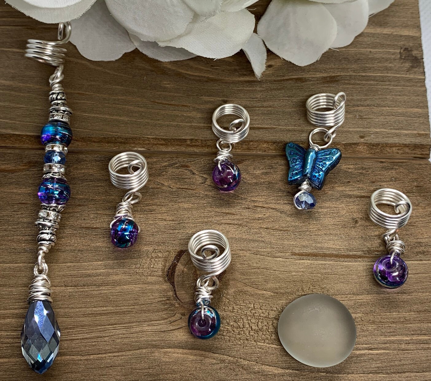 DBC Blue Butterfly Loc and Braid Jewelry Set