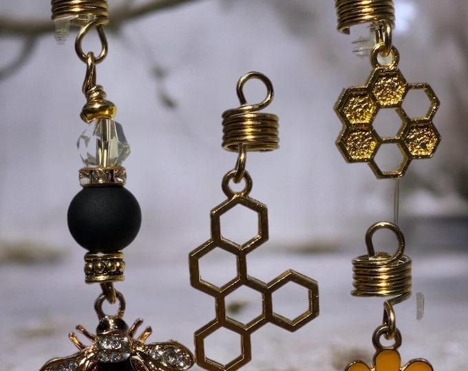 Designs by Cyere – “Bee-You-tiful Blossoms” Loc & Braid Jewelry Set