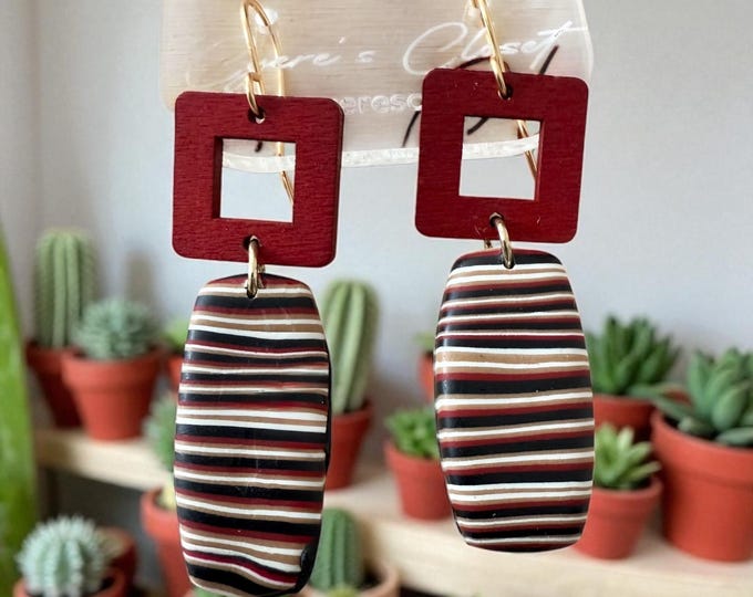 Designs by Cyere Wine Stripe Power Drop Earrings