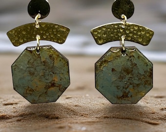 Hand-Painted Wood Statement Earrings – Afrocentric Artisan Jewelry