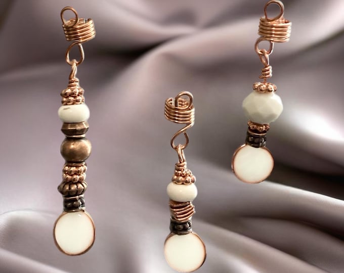 Boho Copper Loc Jewelry Set: Handmade Beaded Hair Cuffs