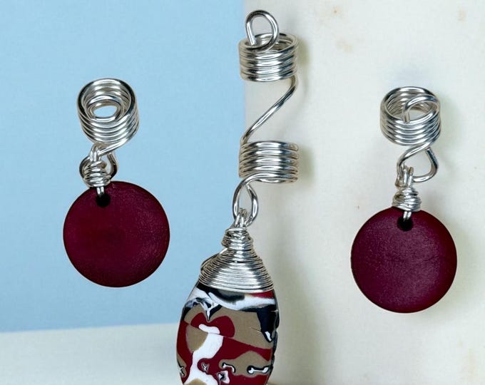 Designs by Cyere Crimson Swirl Loc and Braid Jewelry Set
