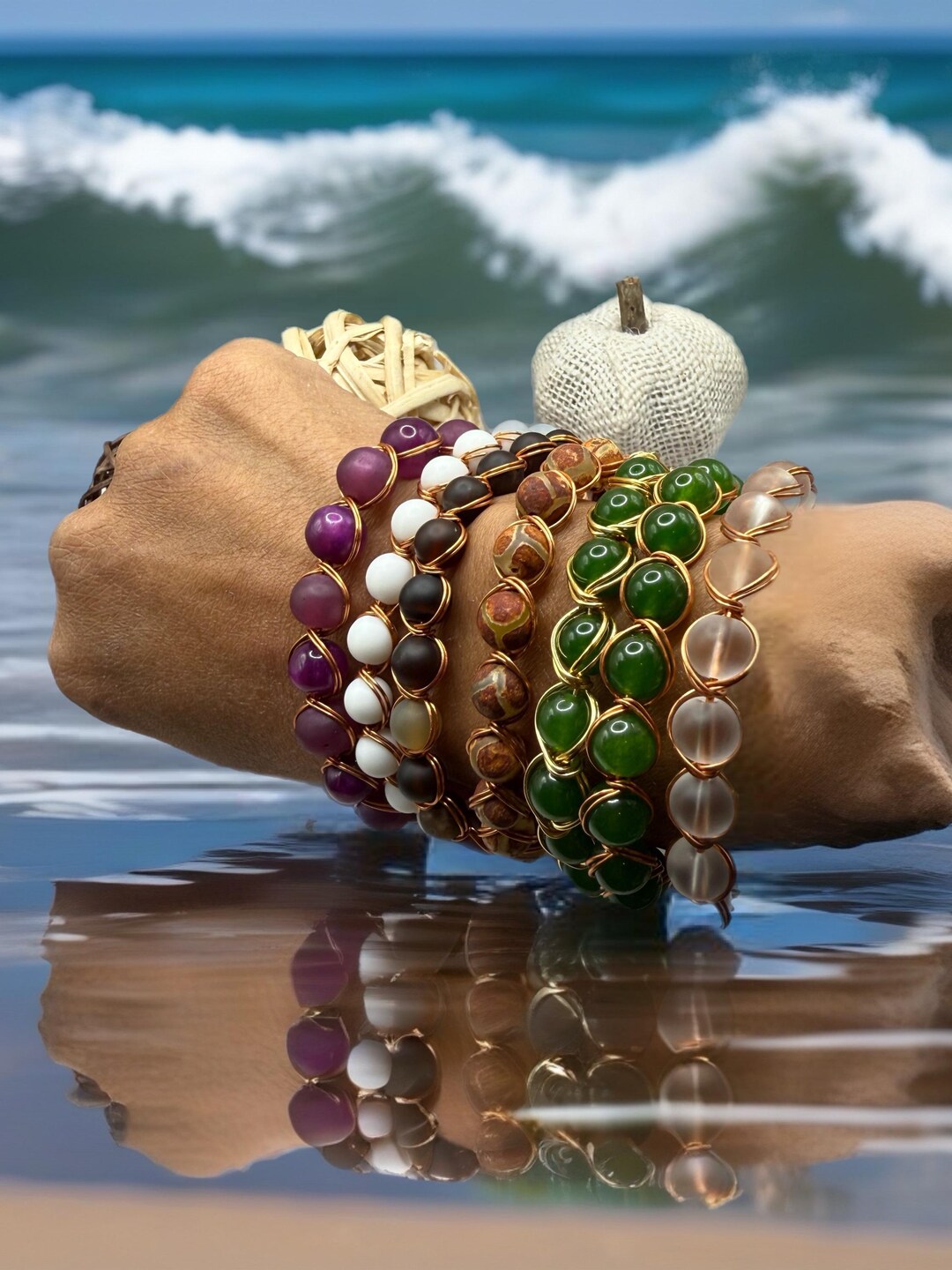 Wrapped in Radiance – Wire Wrapped Bangle Gemstone Bracelet Collection ...