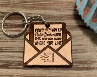 CyeresCloset Postalworker Keychain | Wood Emblem | 2 X 1 3/4 In