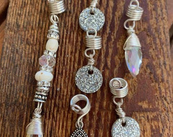 Loc Jewelry, Star Dust 6-Piece Set | Gold-Toned Wire | Crystal Druzy Charms