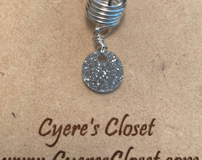 Design's by Cyere Glitter Disc Loc and Braid Glass Charm Accent  piece.