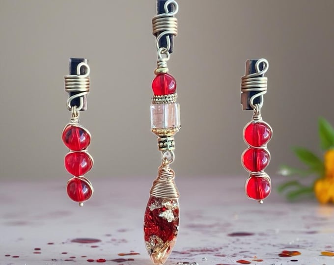 Designs by Cyere Scarlet Flame Loc & Braid Jewelry Set