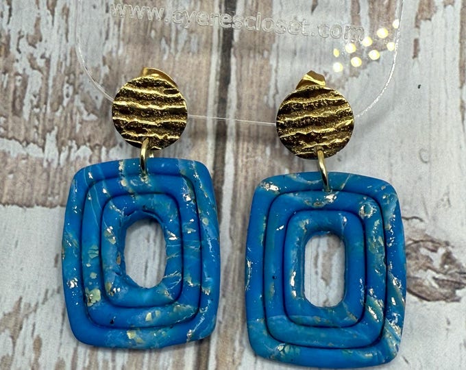Ocean Essence Statement Earrings – Bold Blue Geometric & Abstract Collection by Cyere’s Closet | Lightweight
