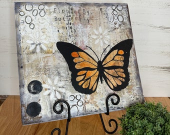 Mixed Media-Whimsical-Collage-Art-Original-Butterfly Art