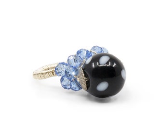 Statement Conta Di Ojo Jovina Ring with Austrian Crystals | Handmade in New York by Alzerina Jewelry