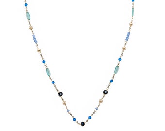Delicate Conta Di Ojo Denise Necklace with Austrian  Crystals | Handmade in New York by Alzerina Jewelry