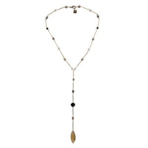Mudjer Nobr Necklace “Noble woman”– Vintage Y-shape Station Beaded Necklace, Conta di Ojo, Evil Eyes