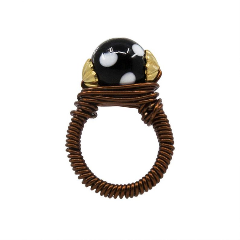 Handmade in New York by Alzerina Jewelry Copper and Gold-Plated Conta Di Ojo Darina Ring