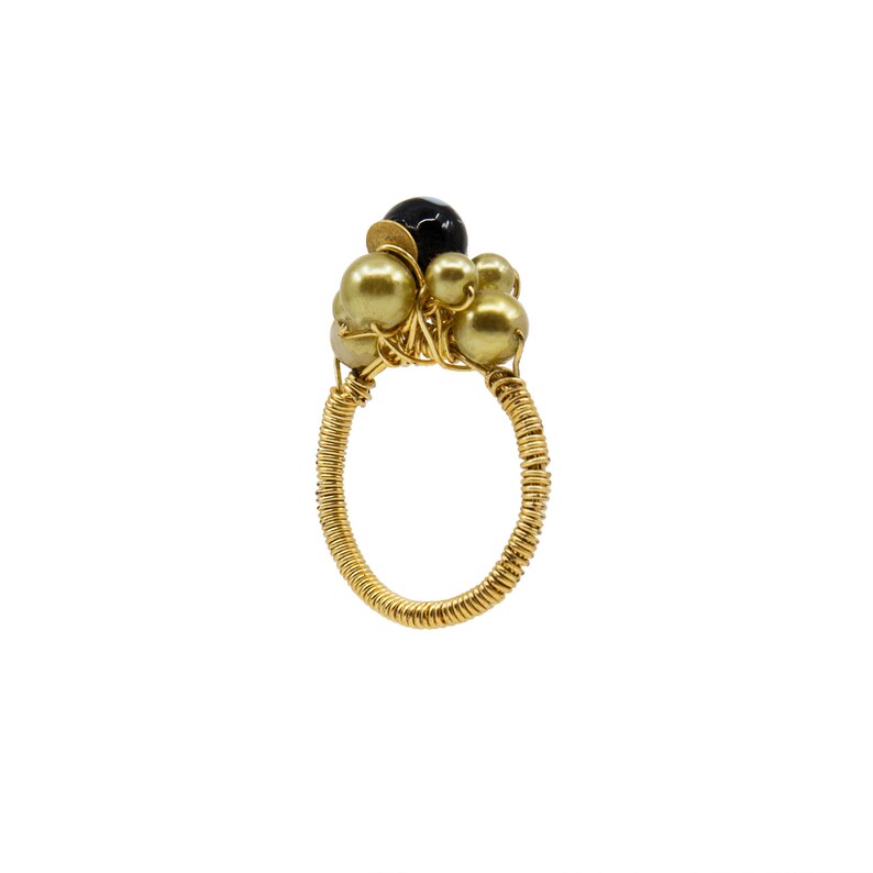 Handmade in New York by Alzerina Jewelry Avant Garde Conta Di Ojo Rosa Statement Ring