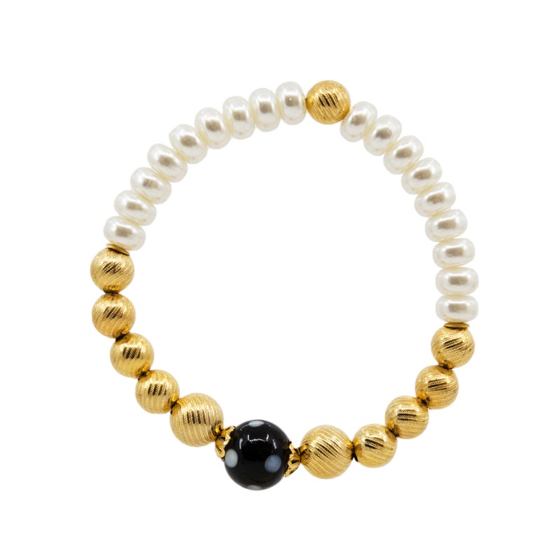 Pearl Conta Di Ojo Ilsa Bracelet Handmade in New York by Alzerina Jewelry 6