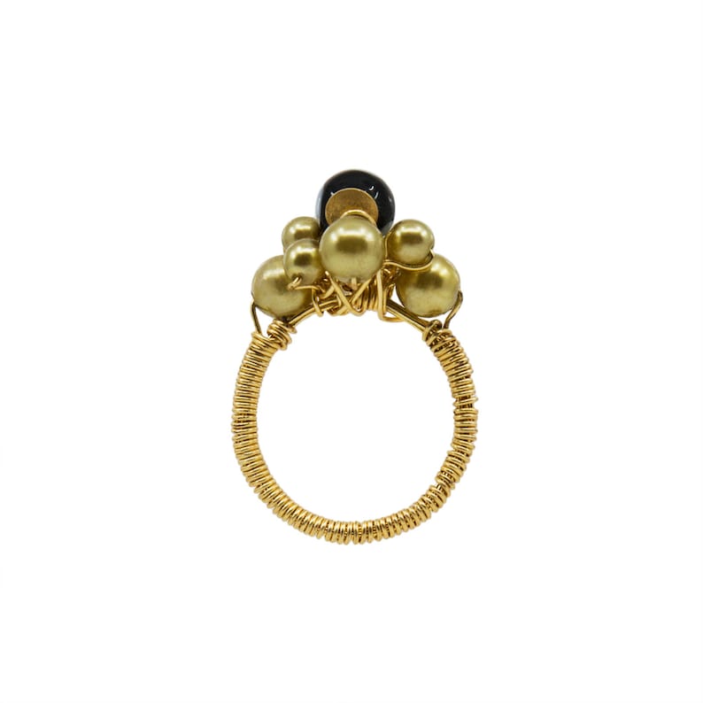 Handmade in New York by Alzerina Jewelry Avant Garde Conta Di Ojo Rosa Statement Ring