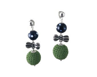 Crocheted Conta Di Ojo Mana Earrings | Handmade in New York by Alzerina Jewelry