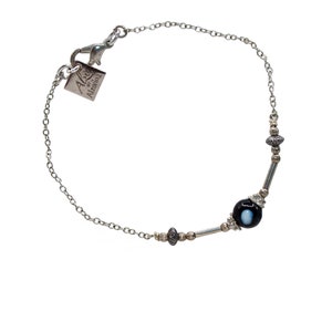 Melany Bracelet – Handmade Silver-plated bead-and-bar bracelet, Conta di Ojo, Evil Eyes