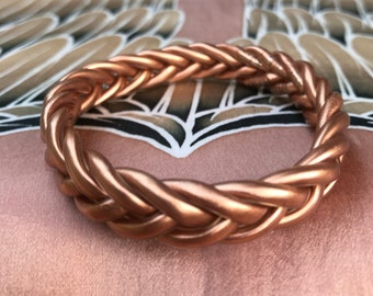 MATTE BRAIDED DESIGN Copper leaf temple bracelets  stackable bangles layering  plastic lucky jewelry classy lightweight waterproof bangle