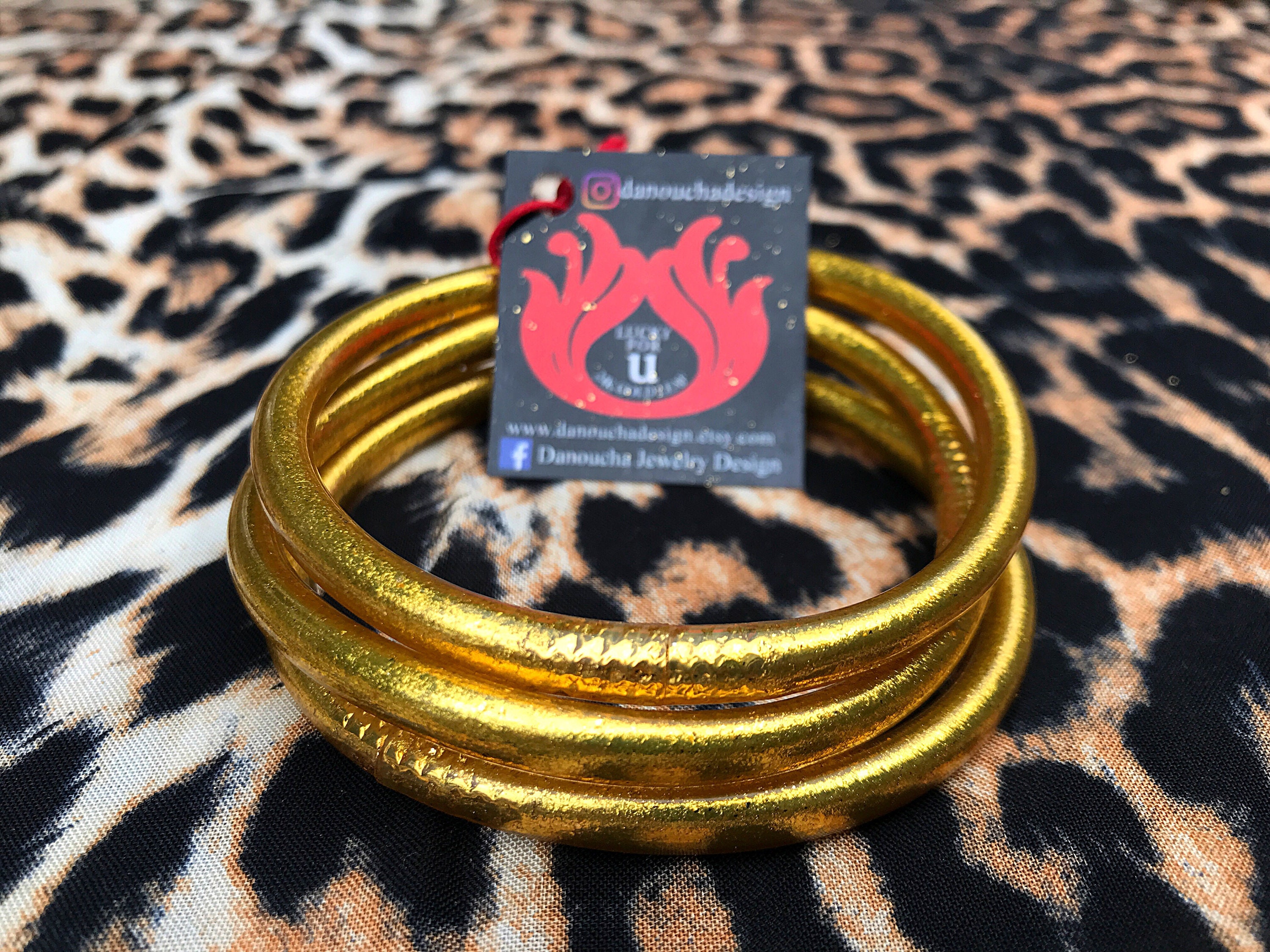THICK DESIGN Gold leaf lucky bracelets temple jewelry stackable Thai …