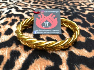 Bracciali Thailandesi Buddhisti Portafortuna - Set Da 3 In Giunco Con Foglia D'Oro - Misura XS (57mm)