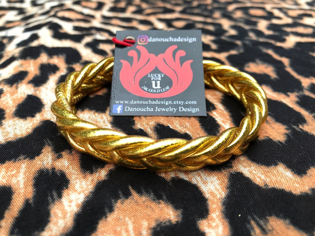 Bracciali Thailandesi Buddhisti Portafortuna - Set Da 3 In Giunco Con Foglia D'Oro - Misura XS (57mm)