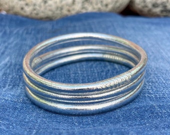 Shiny Silver Leaf Kumlai Bracelet Set: Thai Temple Luck Charms (THICK DESIGN)