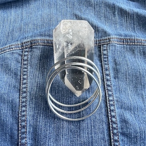 Silver Leaf Temple Bracelet Set of 3- Thai Lucky Charm Bangles (SKINNY DESIGN)