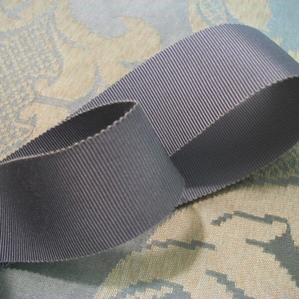 4 yds New "Vintage" MILLINERY Grosgrain / Petersham Grey RIBBON 1.25 Wide - Trim