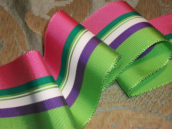 VINTAGE Striped 7//8/" GROSGRAIN RAYON RIBBON MILLINERY 1yd USA