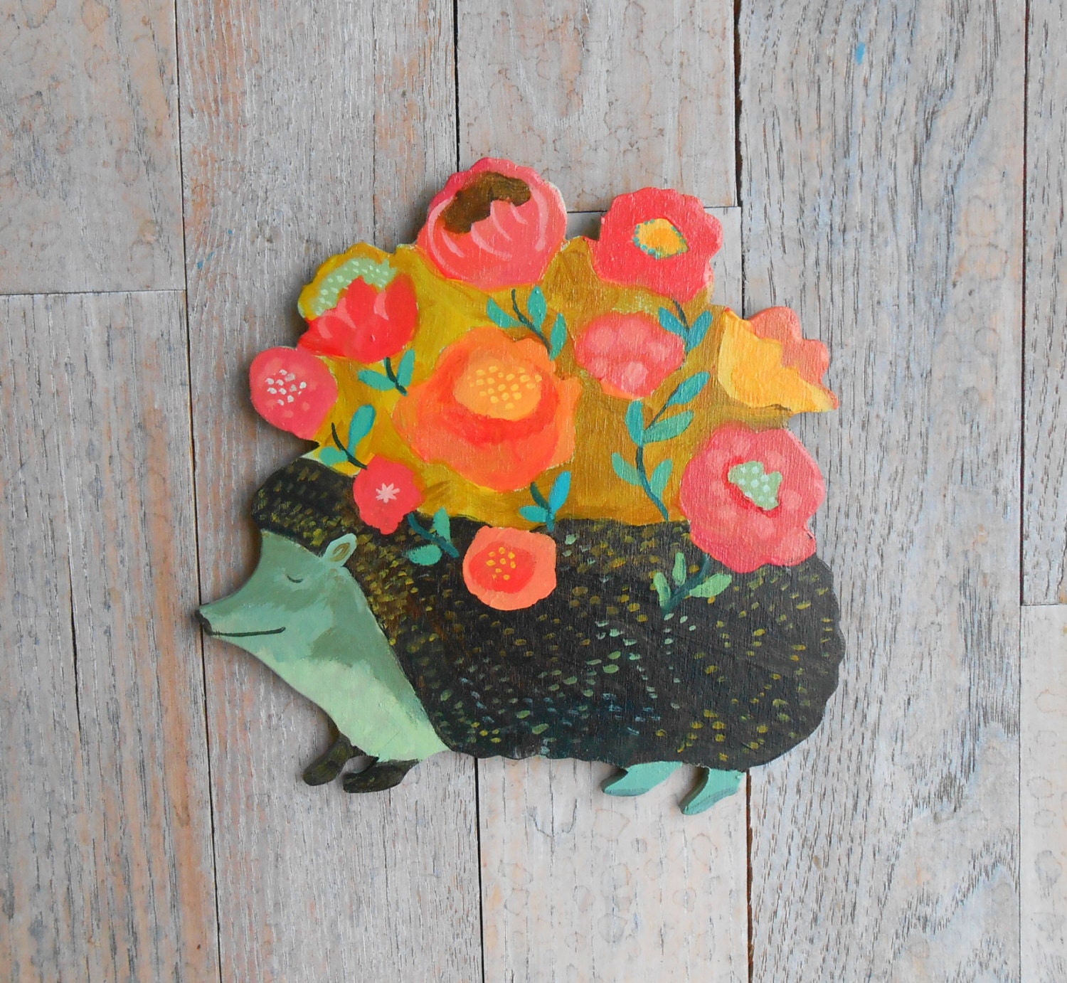 Hérisson en Bois Par Kimberly Hodges, Décor de Hérisson, Art Pépinière Boisé, Cadeau Baby Shower Boi