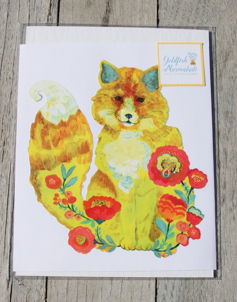 Fox Vinyl Decal Yellow Fox Decal by Kimberly Hodges Fox Etsy