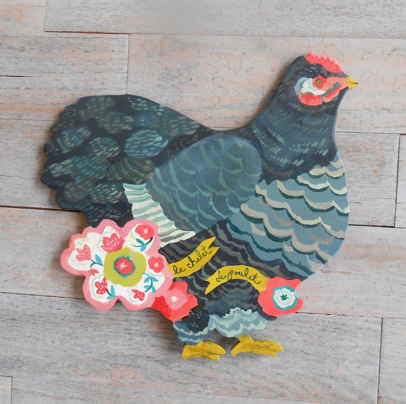 Miss Poulet de Chalet by Kimberly Hodges, Chicken Wall Sign, wood chicken sign, chicken coop decor, chicken coop, chicken coop sign, image 3