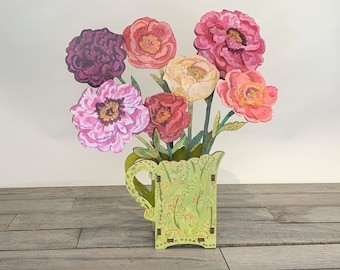 Peony lovers wood flower bouquet, everlasting bouquet, wood peony,