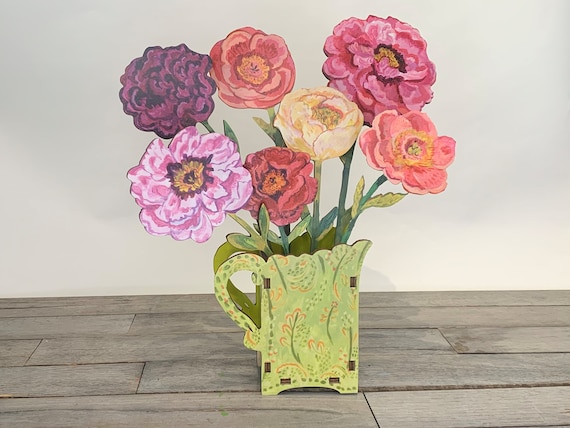 Peony lovers wood flower bouquet, everlasting bouquet, wood peony,