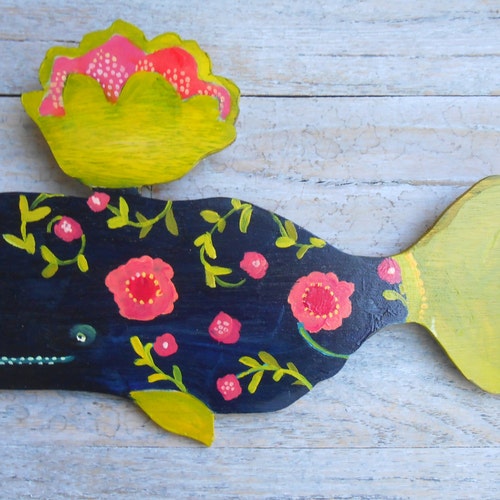 Aimee Navy Whale Wood Wall Sculpture Etsy
