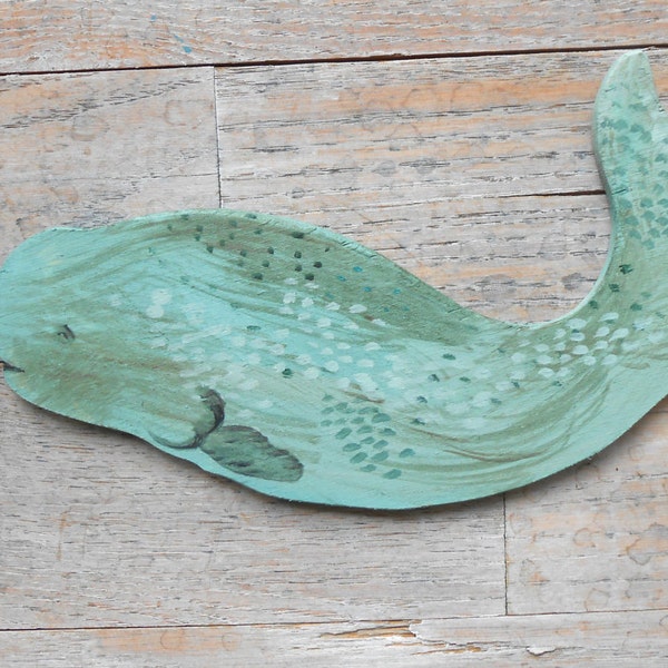 Narwhal Wood Sculpture by Kimberly Hodges, narwhal whale, folk art whale, wood art