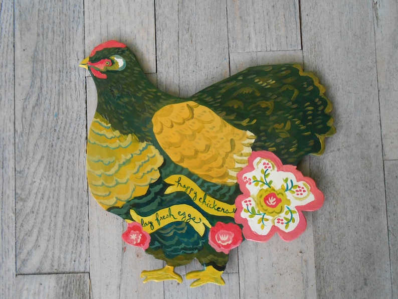 Miss Poulet de Chalet by Kimberly Hodges, Chicken Wall Sign, wood chicken sign, chicken coop decor, chicken coop, chicken coop sign, image 2