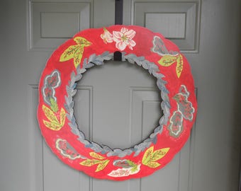 Amaryllis wood wreath, amaryllis wreath, holiday wreath, wreath for front door, rustic Christmas, autumn wreath, red holiday wreath