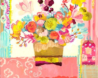 Love Is by Kimberly Hodges, floral art, flower art, bedroom art, danish folk art, Scandinavian art