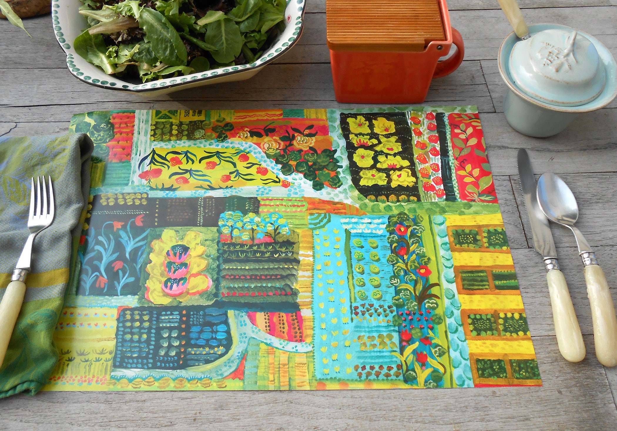 Paper placemat set of 12 Farm to Table design by Kimberly Etsy