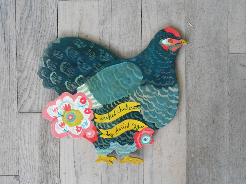 Miss Poulet de Chalet by Kimberly Hodges, Chicken Wall Sign, wood chicken sign, chicken coop decor, chicken coop, chicken coop sign, image 4