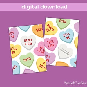 Digital Candy Hearts Valentine&#39;s Card - Instant Download