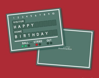 Digital Baseball Scoreboard Happy Birthday - Instant Download