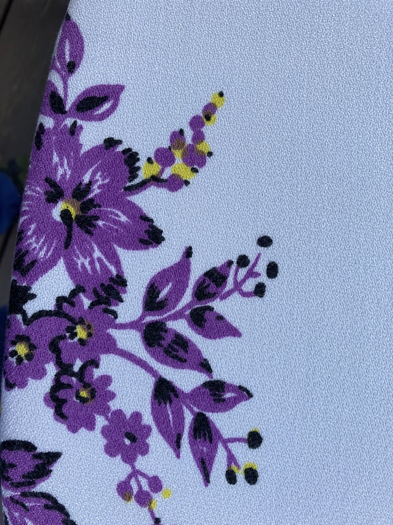 Vintage Tablecloth  Purple and Yellow Floral and  