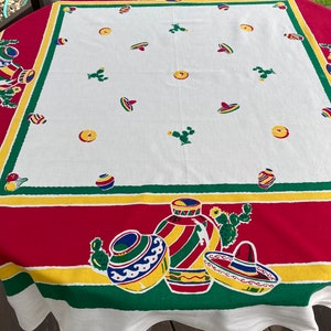 Startex Retro  Southwestern motif vintage tablecloth  WOW!
