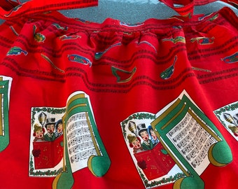 Here we come  a caroling. Vintage  apron. WOW!