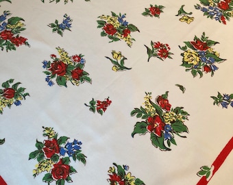 Spring time Flowers" Nosegays" Vintage tablecloth  Cute!
