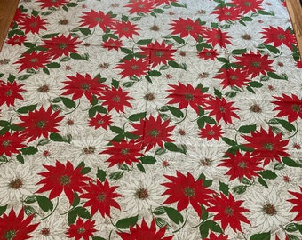 Vintage tablecloth "Xmas Poinsettia's "  New Old Stock"  NWOT  WOW!